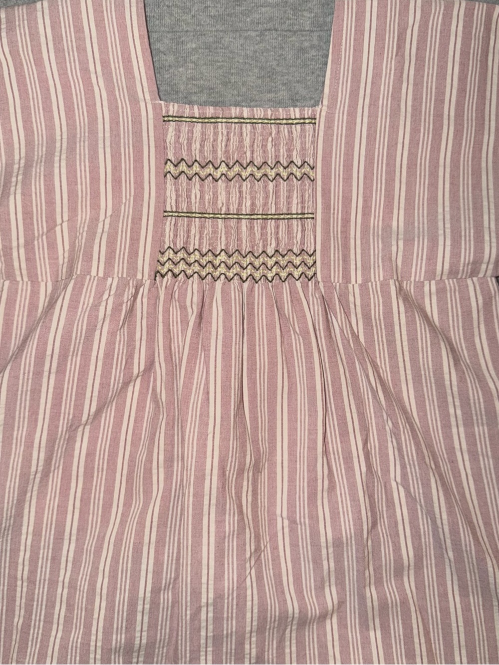 Zara Girls Pink and White Striped Smocked Dress